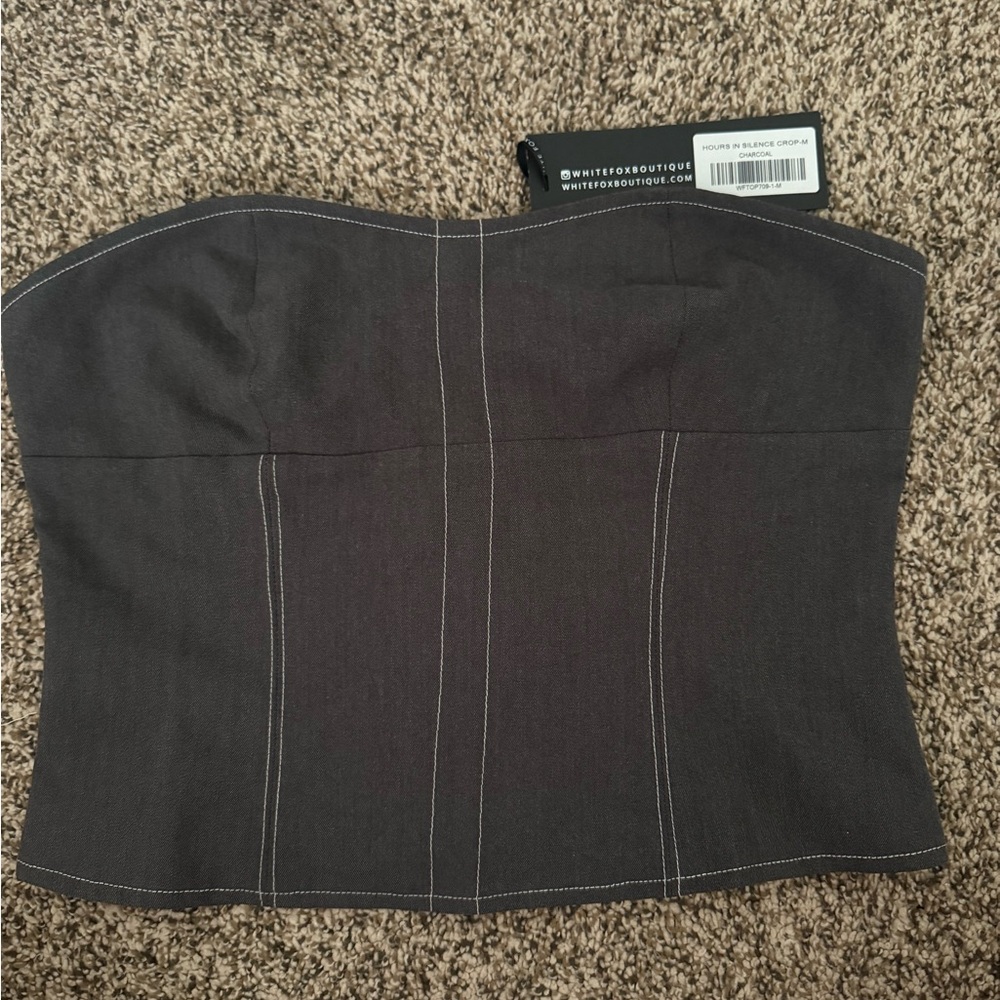 Gray Strapless Top
